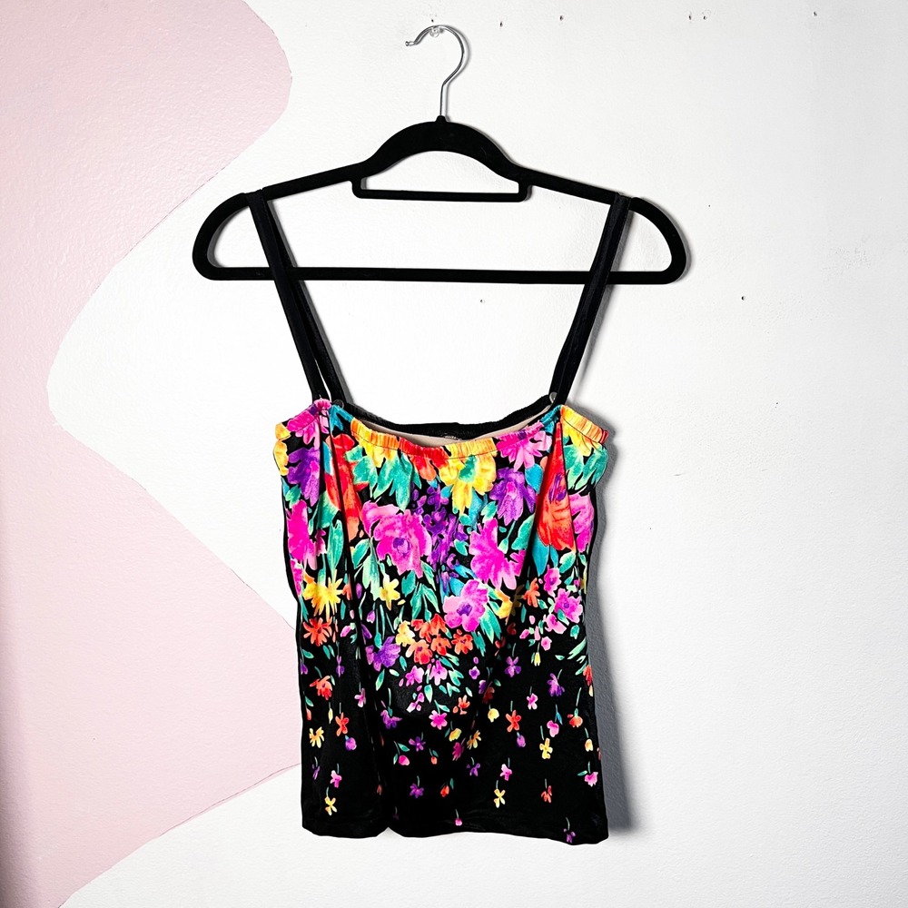 Vintage Y2K 90s Tankini Swim Top Floral 2000s Vacation‎ Sz 10